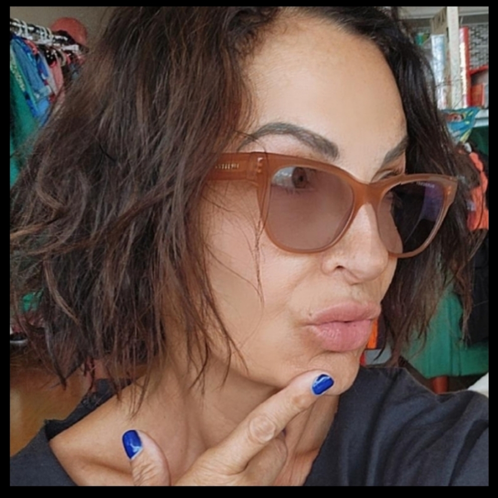 Burberry Translucent Tan Cat-Eye Sunglasses with Brown Gradient Lenses